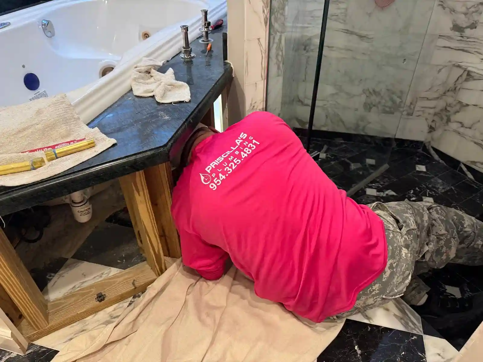 emergency plumbing fixture repair work.