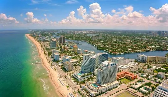 Aerial view of the Fort Lauderdale beach skyline and surrounding urban area, where a plumber might provide services.
